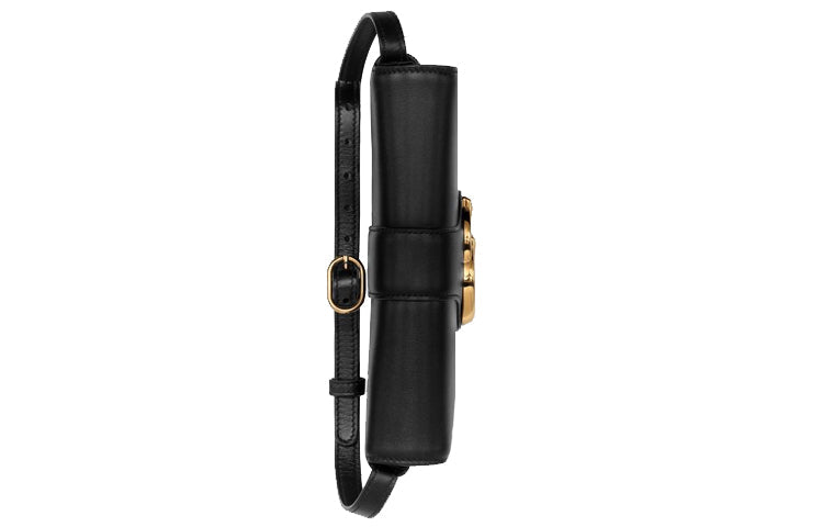 (WMNS) GUCCI Arli Gold Logo Leather Shoulder Messenger Bag Small Black Classic 550129-0V10G-1000