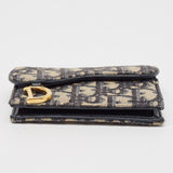 Dior Navy Blue Oblique Canvas And Leather Saddle Wallet