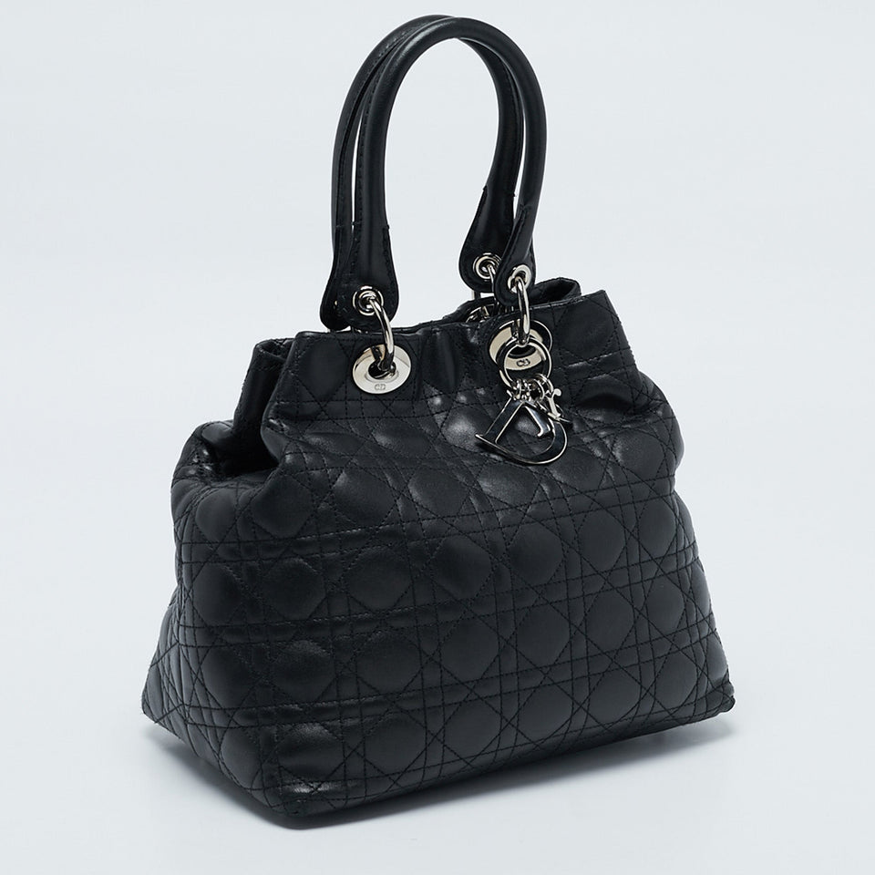 Dior Black Cannage Quilted Leather Soft Lady Dior Tote
