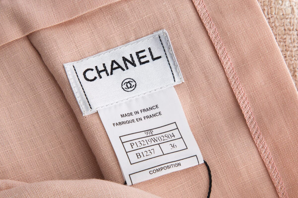 Chanel 1999 Pink Woven Linen Maxi Skirt SZ 36
