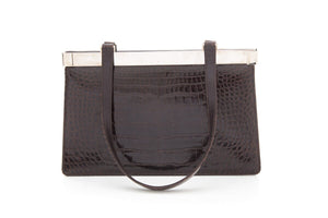 Gucci Brown Crocodile Tom Ford Era Top Handle Handbag