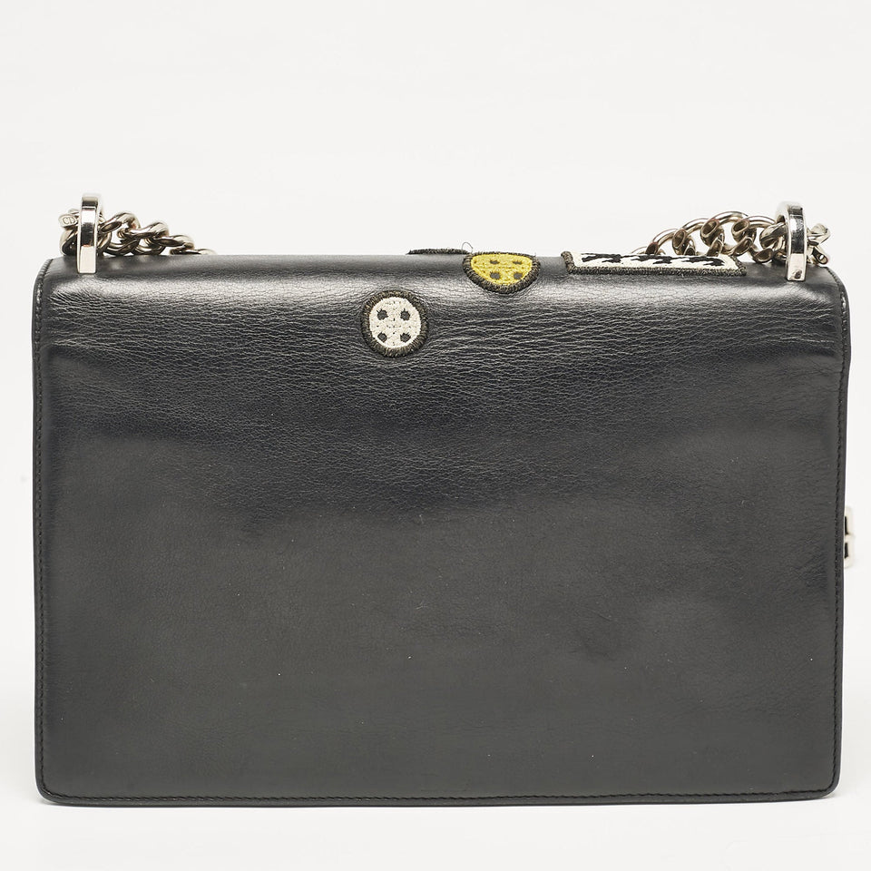 Dior Black Leather Medium Patch Diorama Shoulder Bag