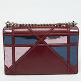 Dior Burgundy Leather And Sequins Medium Diorama Shoulder Bag