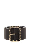 Chanel Black Leather Woven Buckle Wide Belt SZ 95/38