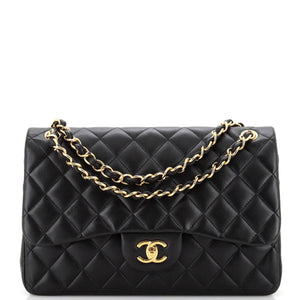 CHANEL Classic Double Flap Bag Quilted Lambskin Jumbo