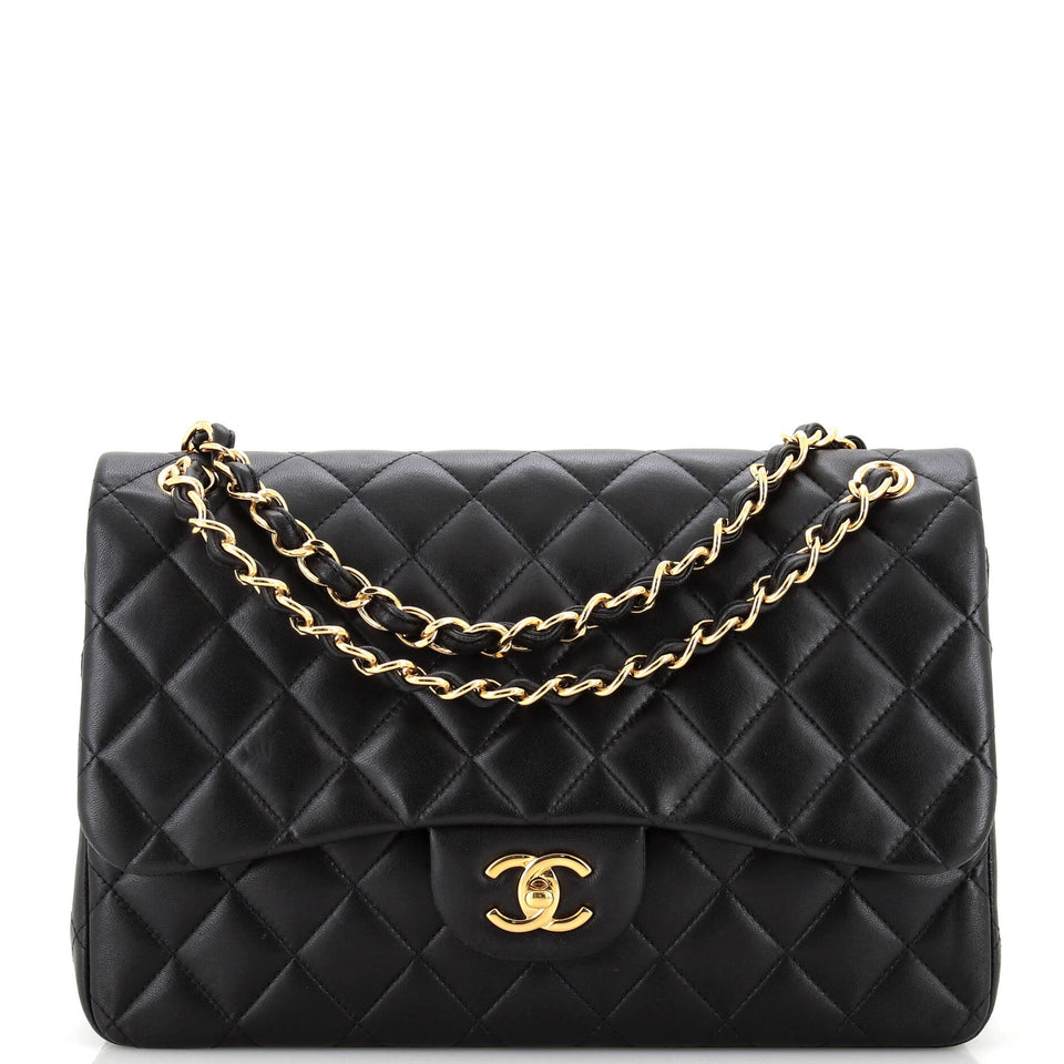 CHANEL Classic Double Flap Bag Quilted Lambskin Jumbo