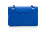 Chanel Electric Blue Matte Caviar Chevron Small Flap CGHW Handbag
