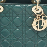 Dior Green Cannage Leather Medium Lady Dior Tote
