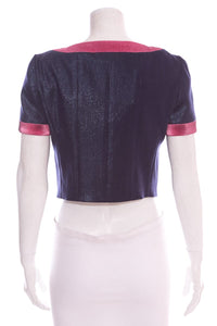 Chanel ICON 2022 Blue & Pink Short Sleeve Jacket SZ 38 NWT