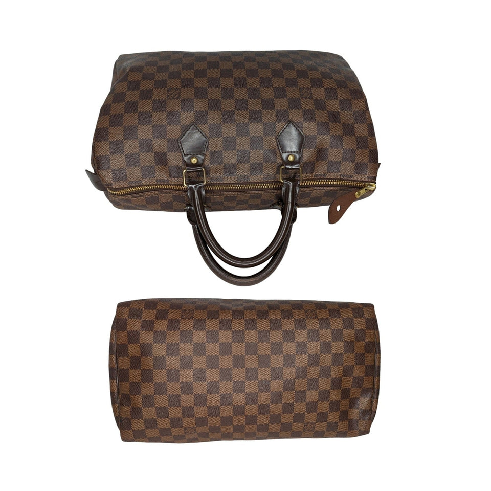 Louis Vuitton Damier Ebene Canvas Speedy 35 Satchel