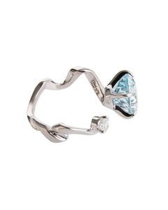 Dior Diorama Precieuse Diamond Aquamarine Ring in 18k White Gold D VS1 0.33 CTW