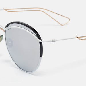 Dior White/grey Mirrored Diorround Aviator Sunglasses