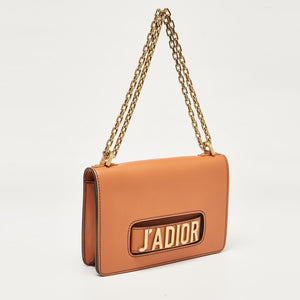 Dior Deep Orange Leather J'adior Flap Chain Shoulder Bag