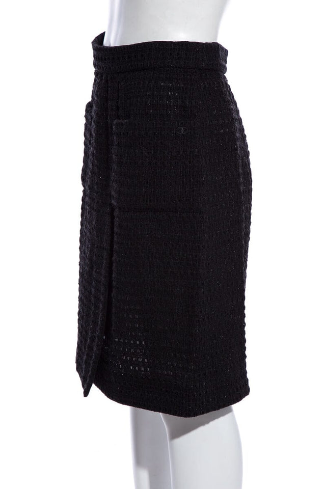 Chanel Black Tweed Skirt SZ 38