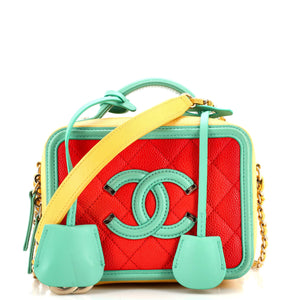 CHANEL Filigree Vanity Case Quilted Caviar Small