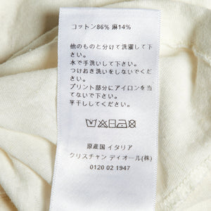 Dior Ivory Slogan Print Cotton & Linen Crew Neck T-Shirt