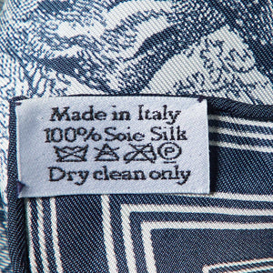 Dior Navy Blue/white Toile De Jouy Sauvage Silk Square Scarf