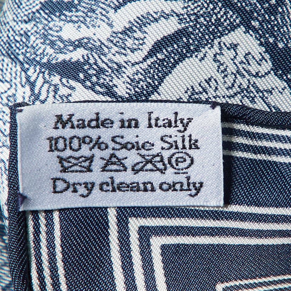 Dior Navy Blue/white Toile De Jouy Sauvage Silk Square Scarf