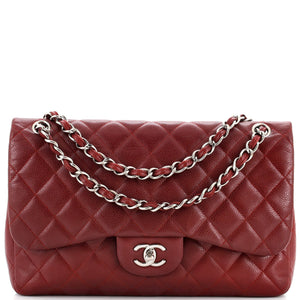 CHANEL Vintage Classic Double Flap Bag Quilted Caviar Jumbo