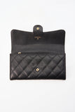 Chanel Black Caviar Leather Wallet With Chanel Box
