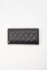 Chanel Black Caviar Leather Wallet With Chanel Box