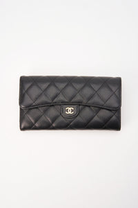 Chanel Black Caviar Leather Wallet With Chanel Box