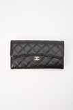 Chanel Black Caviar Leather Wallet With Chanel Box