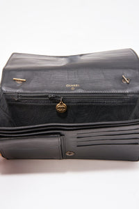 Chanel Black Lambskin Leather Wallet On Chain