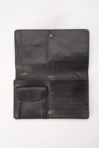 Chanel Black Lambskin Leather Wallet On Chain