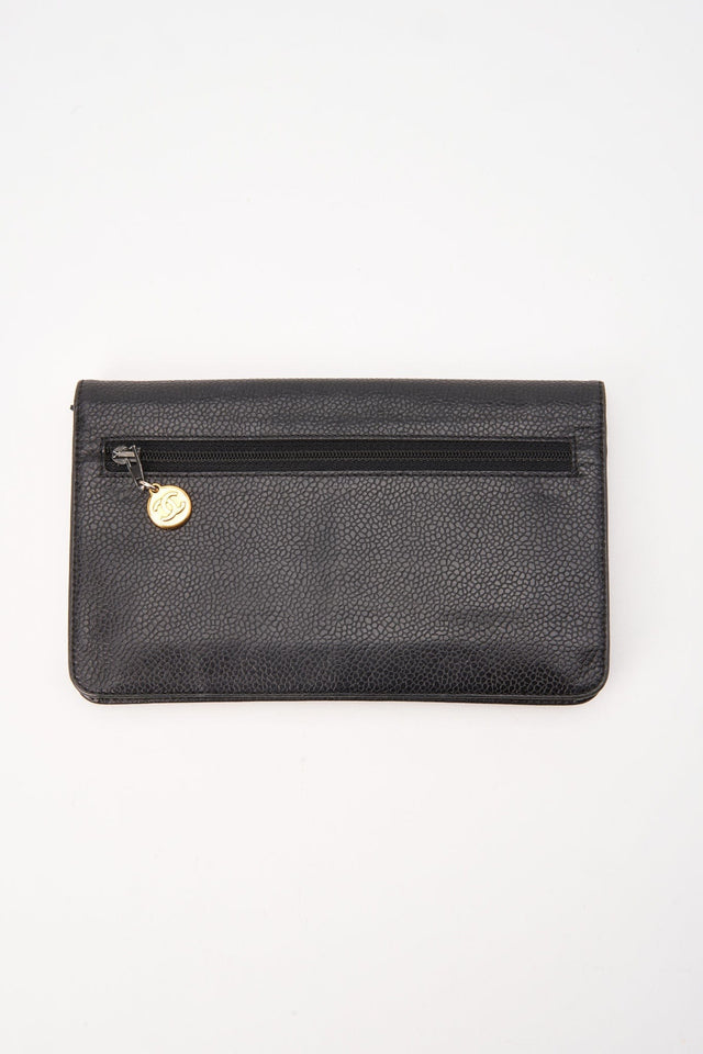 Vintage Chanel Black Caviar Leather Wallet