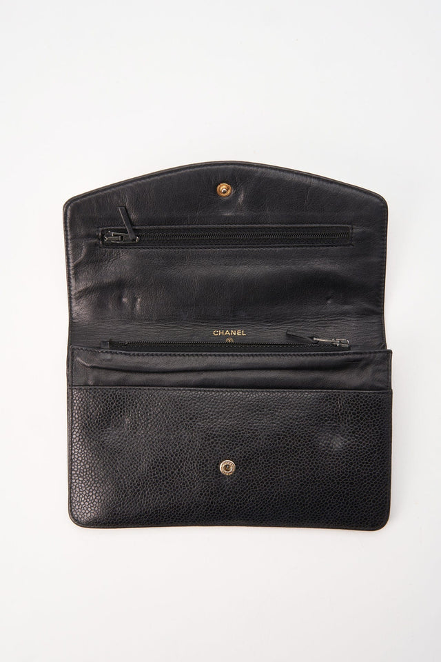 Vintage Chanel Black Caviar Leather Wallet