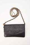 Vintage Chanel Black Caviar Leather Wallet