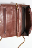 Vintage Chanel Brown Caviar Leather Wallet On Chain