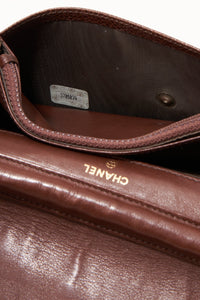 Vintage Chanel Brown Caviar Leather Wallet On Chain