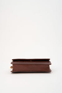 Vintage Chanel Brown Caviar Leather Wallet On Chain