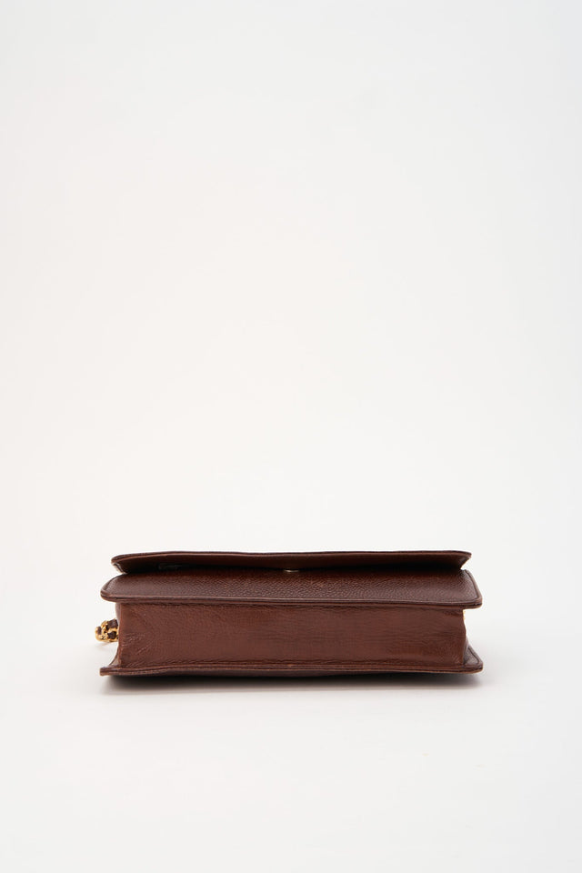 Vintage Chanel Brown Caviar Leather Wallet On Chain