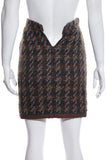 Chanel Boutique Vintage Green & Brown Tweed Mini Skirt SZ 34