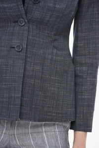 Dior Denim Effect Slim Fit Blazer with Covered Buttons