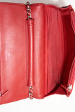 Vintage Chanel Red Lambskin Leather Wallet On Chain
