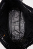 Vintage Chanel Black Leather Tote Bag with Chunky Gold Hardware