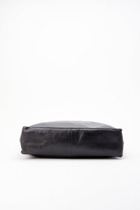 Vintage Chanel Black Leather Tote Bag with Chunky Gold Hardware