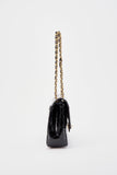 Vintage Chanel Classic Double Flap Bag Medium Black Patent Leather With 24K Gold Plated Hardware