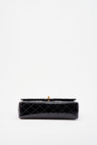 Vintage Chanel Classic Double Flap Bag Medium Black Patent Leather With 24K Gold Plated Hardware