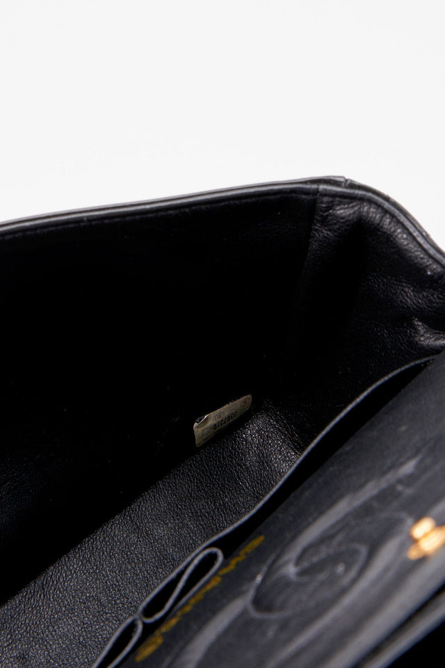 Vintage Chanel Classic Double Flap Bag Medium Black Patent Leather With 24K Gold Plated Hardware