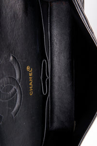 Vintage Chanel Classic Double Flap Bag Medium Black Patent Leather With 24K Gold Plated Hardware