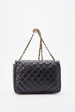 Vintage Chanel Black Single Flap Bag with Gold Hardware