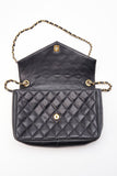 Vintage Chanel Black Single Flap Bag with Gold Hardware