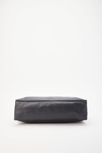 Vintage Chanel Black Leather Tote Bag with Chunky Gold Hardware