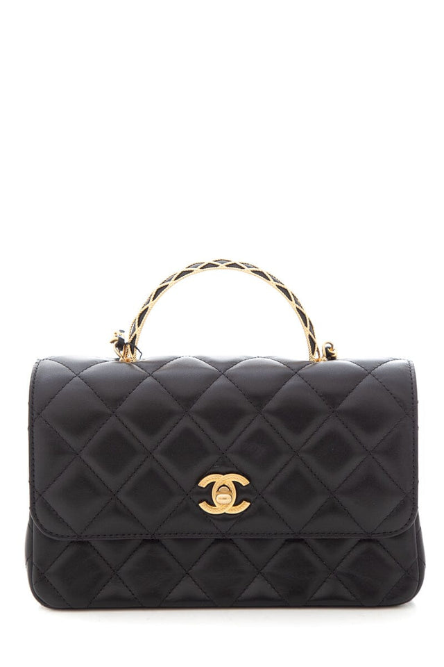 Chanel 2023 Black Lambskin Trendy Handle Flap Bag