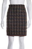Chanel Boutique Vintage Green & Brown Tweed Mini Skirt SZ 34